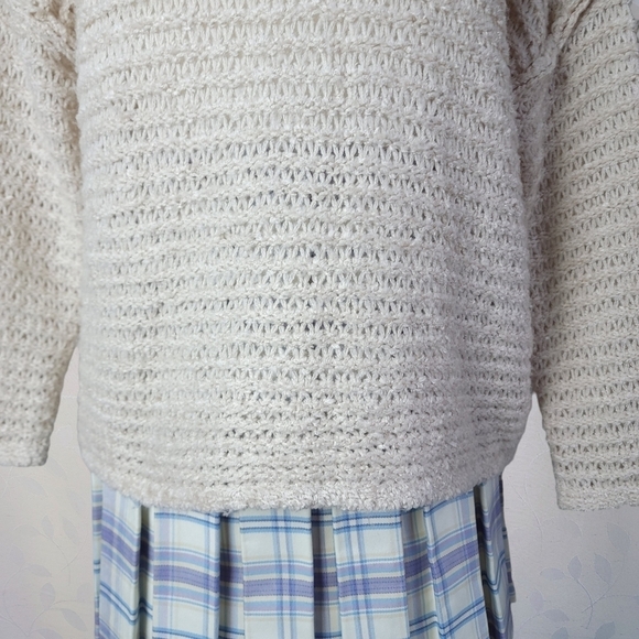 Aerie Cozy Fuzzy Open Knit Cowl Neck Sweater Oversized Cream Small - Picture 6 of 14